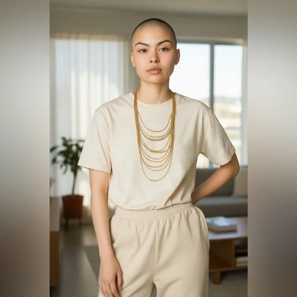 NY & Company Multi-Strand Layered Cord Necklace – Gold Tone - Picture 5 of 5